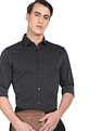 Calvin Klein Men Black Geometric Pattern Slim Fit Pure Cotton Formal Shirt