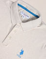 U.S. Polo Assn. Men Off White Heathered Long Sleeve Polo Shirt