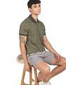 AD by Arvind Cotton Floral Printed Polo Shirt