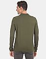 Calvin Klein Men Olive Long Sleeve Solid Polo Shirt