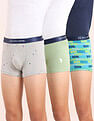 USPA Innerwear Boys Mid Rise Cotton Spandex Trunks - Pack Of 3