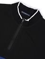 Flying Machine Mock Neck Horizontal Stripe Cotton T-Shirt