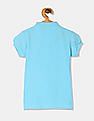 U.S. Polo Assn. Kids Girls Blue Puff Sleeve Pique Polo Shirt