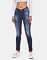Flying Machine Women Blue Paint Splattered Twiggy Super Skinny Fit Jeans