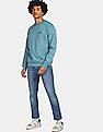 Calvin Klein Men Light Blue Crew Neck Solid Sweatshirt