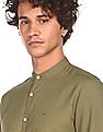 Flying Machine Mandarin Collar Solid Casual Shirt