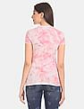 Aeropostale Women Pink Crew Neck Allover Dye Cotton Jersey T-Shirt